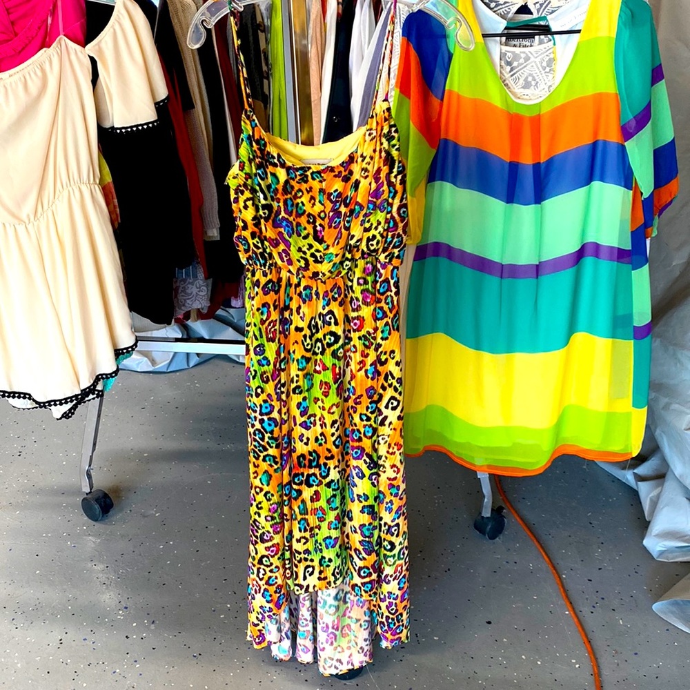 Neon Leopard Print High Low Dress